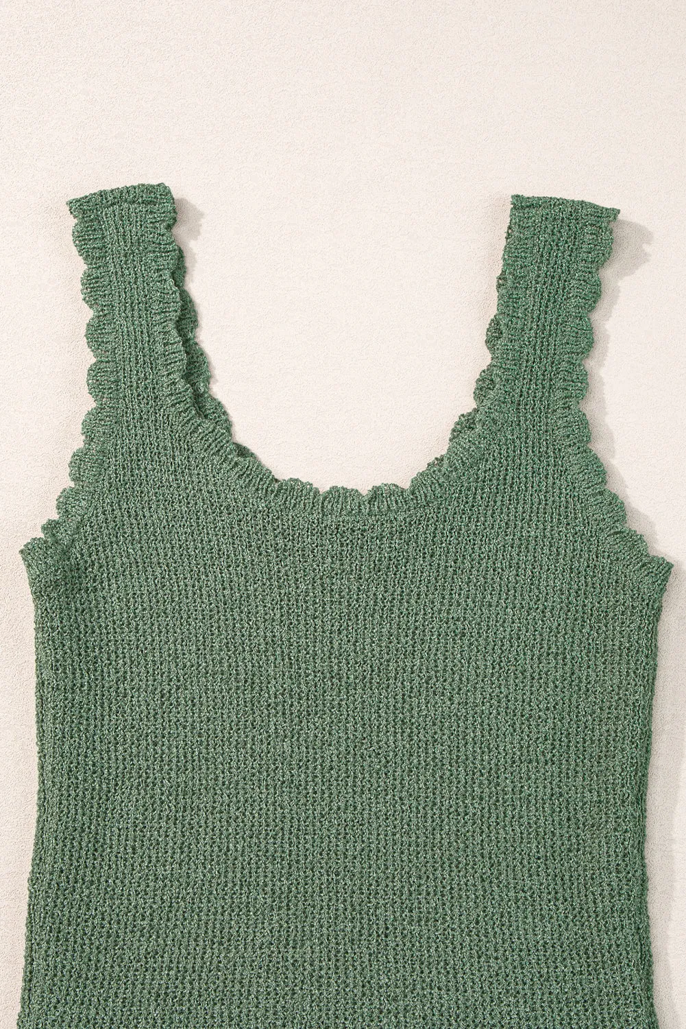 U Neck Scallop Trim Sweater Vest