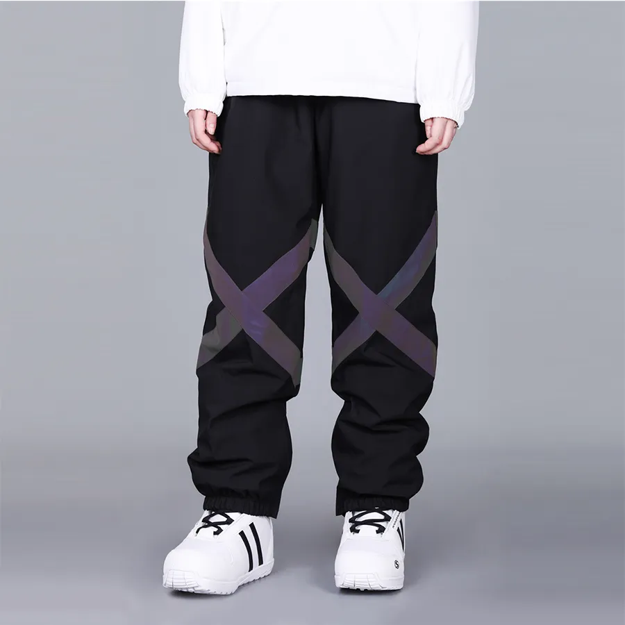 Unisex High Waist Snow Ski Pants Reflective Sportswear