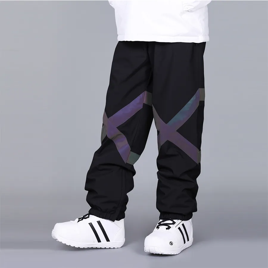 Unisex High Waist Snow Ski Pants Reflective Sportswear