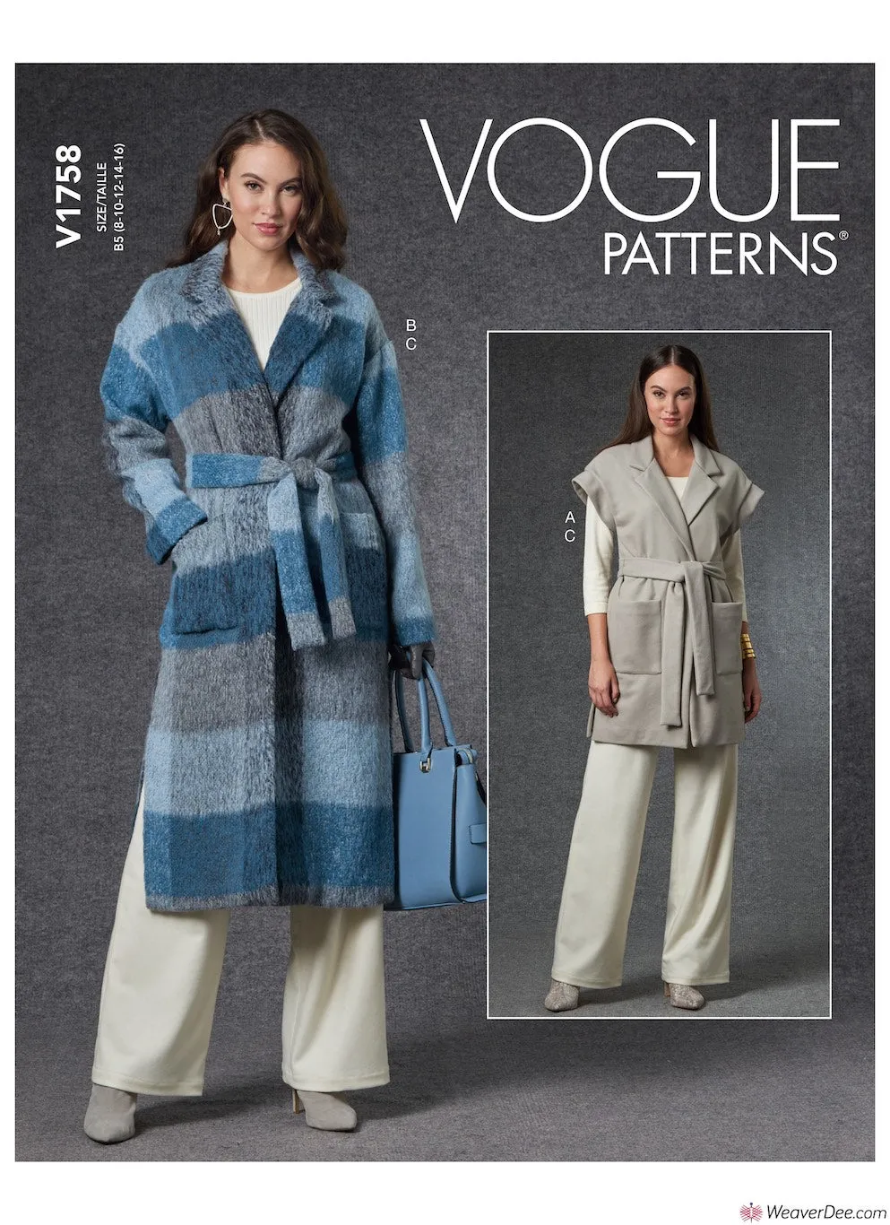 Vogue Pattern V1758 Misses' Vest, Jacket, Belt & Pants