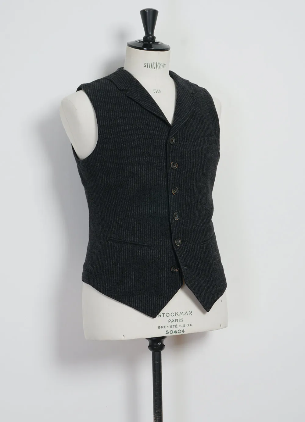 WILLIAM | Lapel Waistcoat | Black Wool Pin