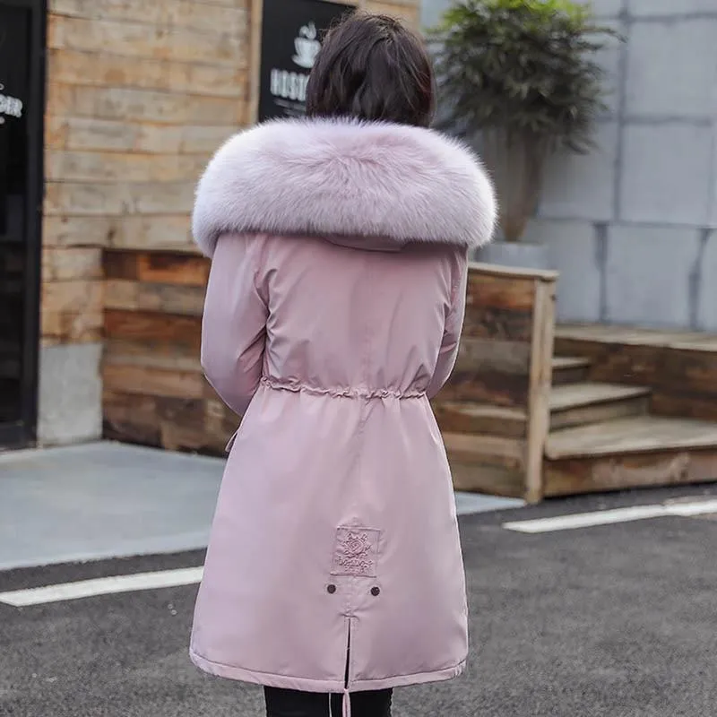 Winter Parkas coat hooded fur collar thick section warm