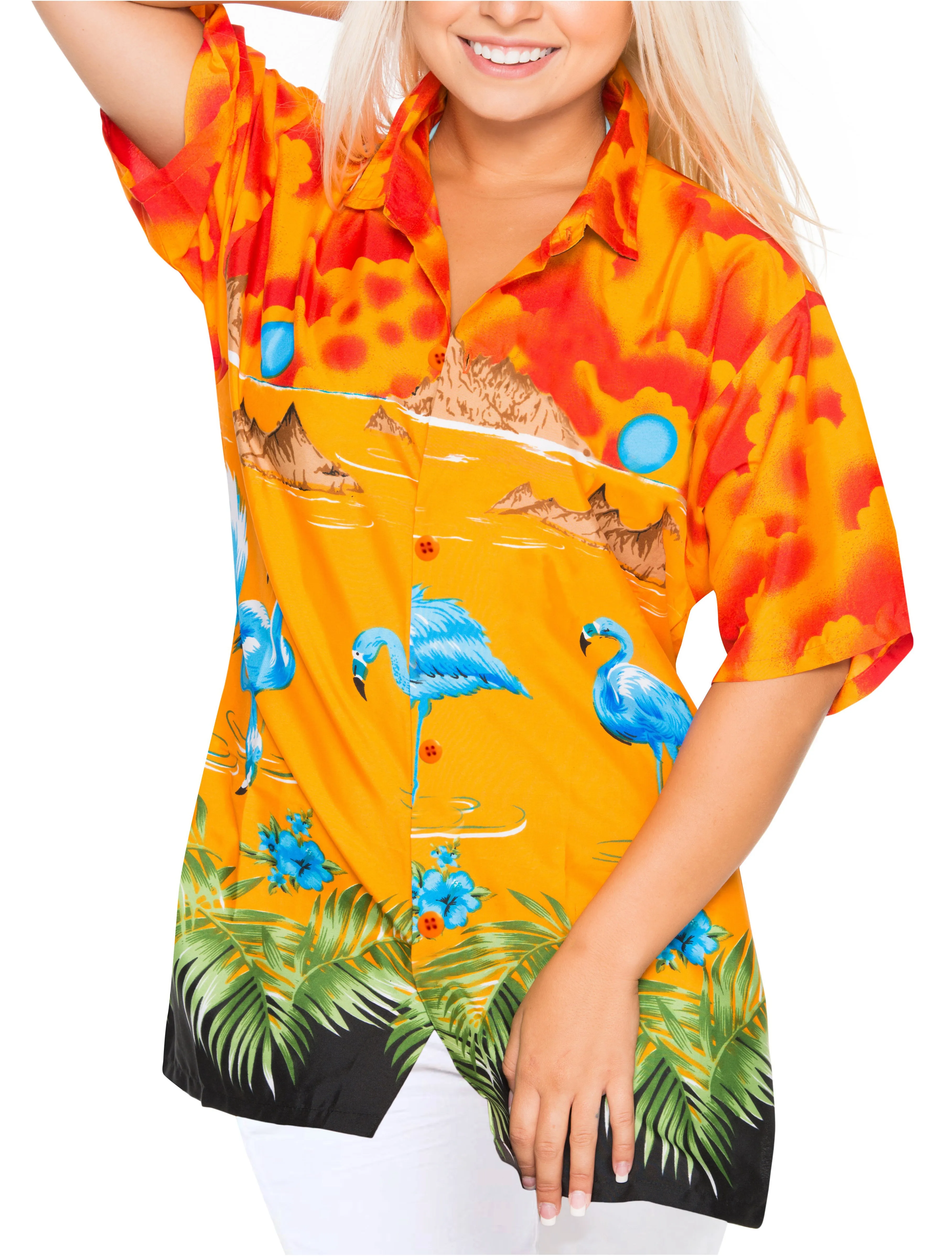 Women Hawaiian Shirt Blouses Beach Top Tank Casual Aloha Holiday Sport Boho