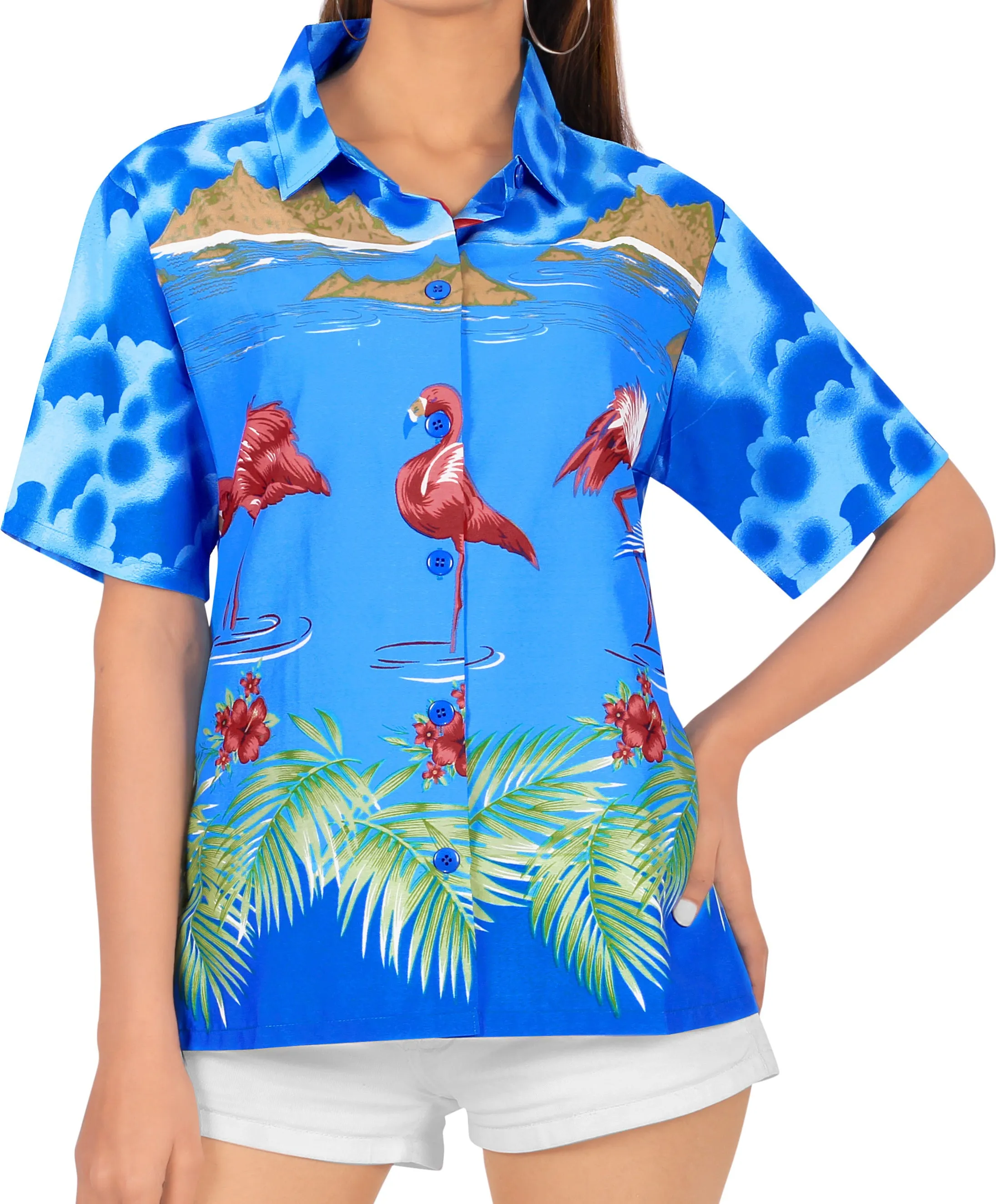 Women Hawaiian Shirt Blouses Beach Top Tank Casual Aloha Holiday Sport Boho