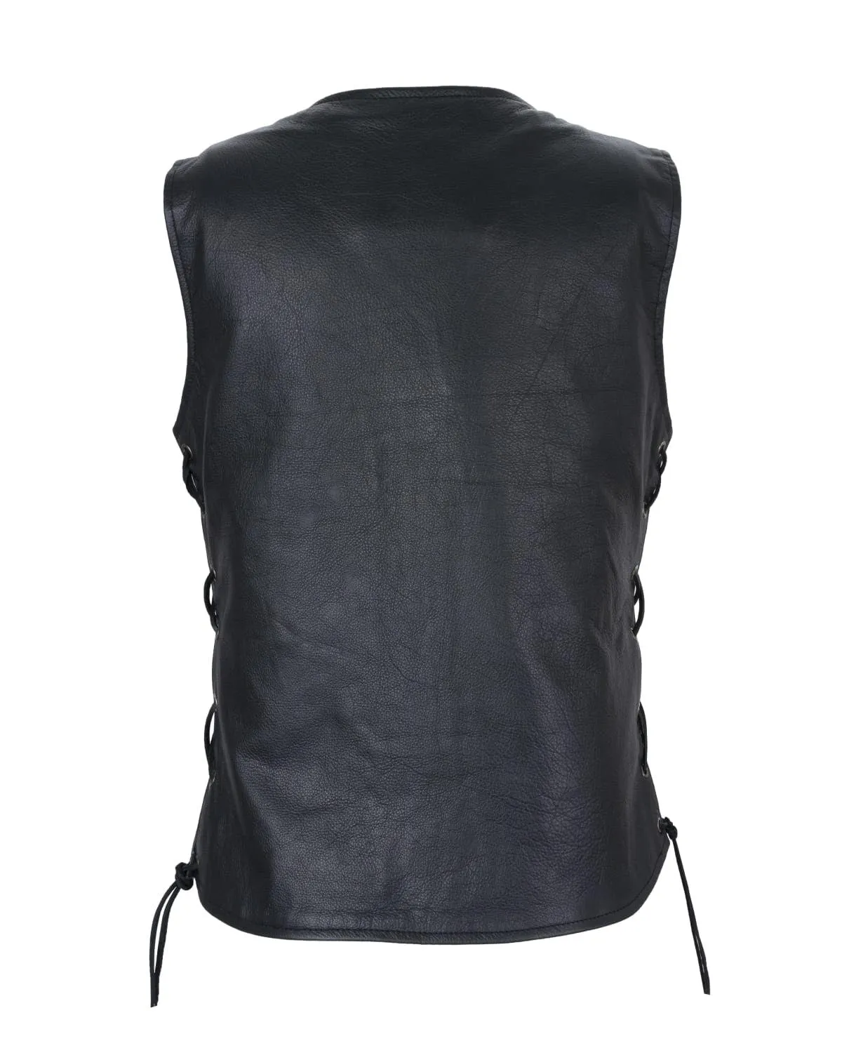 Womens Leather Vest With Concealed Carry & Side Laces 5-snaps on front