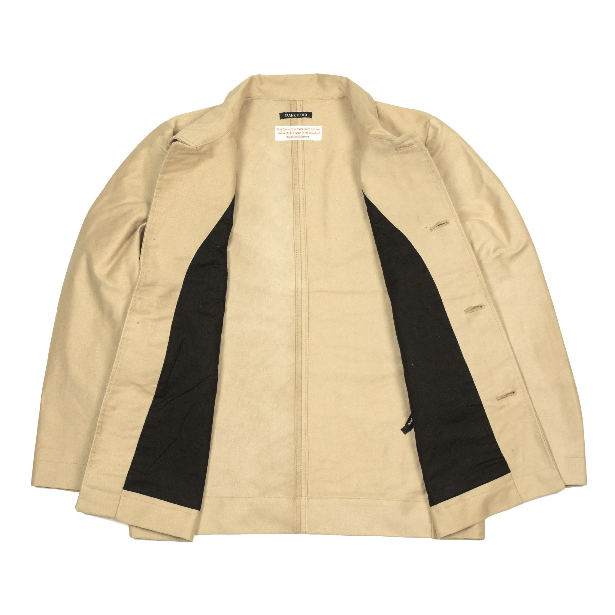 Work jacket in cream and brown burnt molton cotton