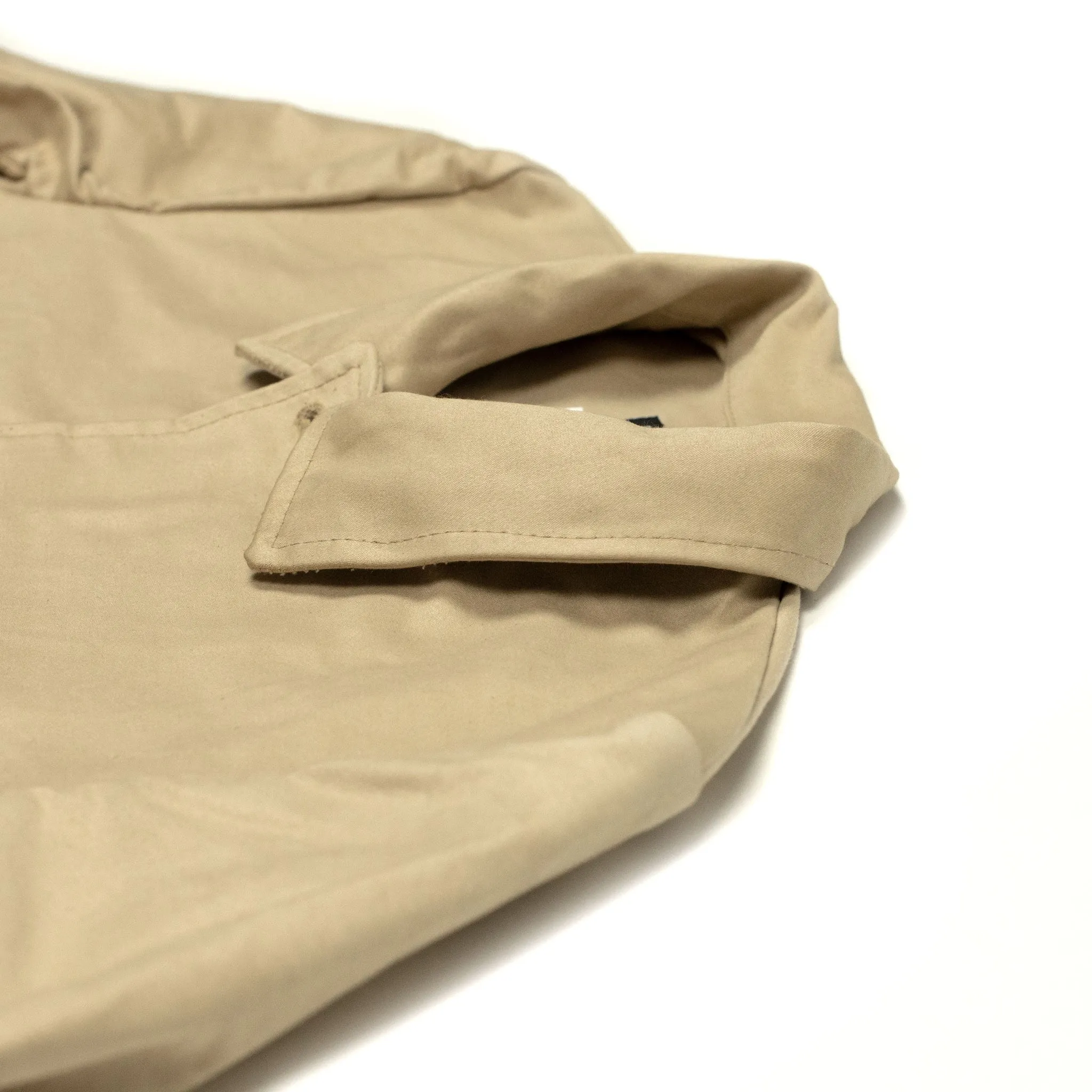 Work jacket in cream and brown burnt molton cotton