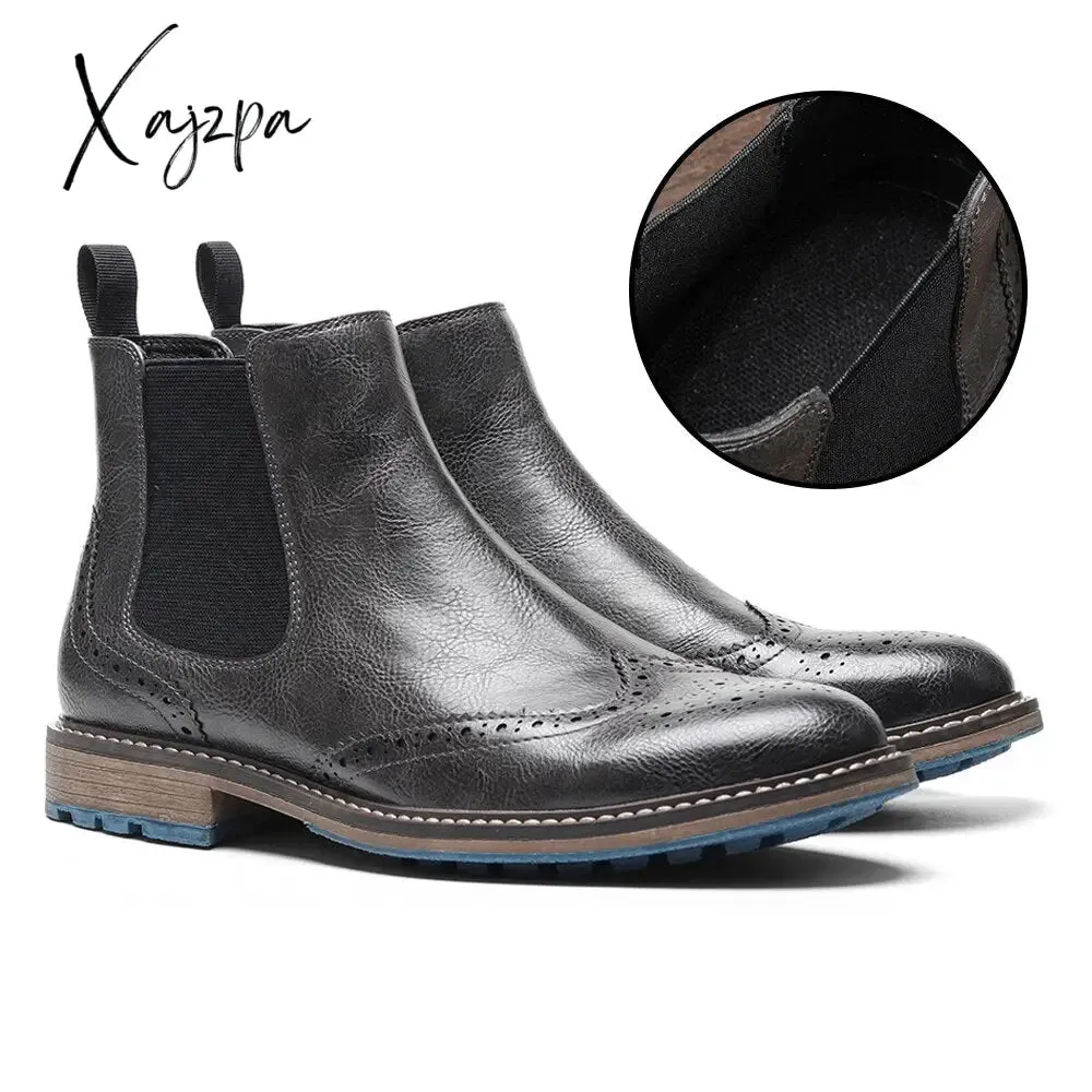 Xajzpa - Chelsea Boots Men 2023 Top Quality Comfortable Fashion Autumn  Boots Leather