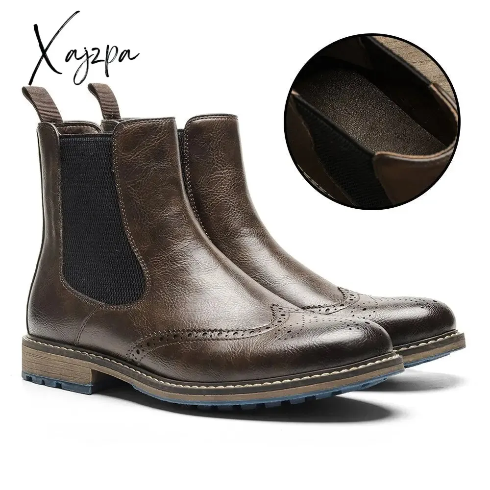 Xajzpa - Chelsea Boots Men 2023 Top Quality Comfortable Fashion Autumn  Boots Leather