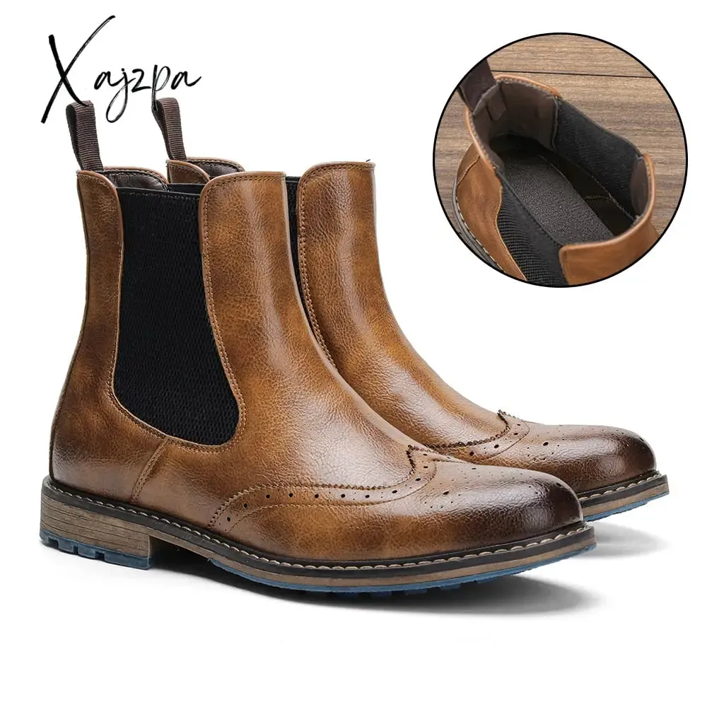 Xajzpa - Chelsea Boots Men 2023 Top Quality Comfortable Fashion Autumn  Boots Leather