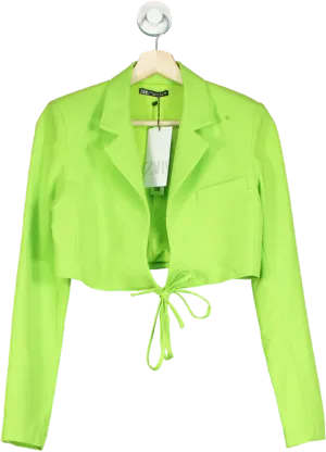 Zara Green Cropped Blazer XS